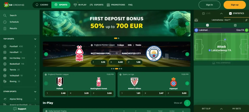 Sports Betting at 50Crowns